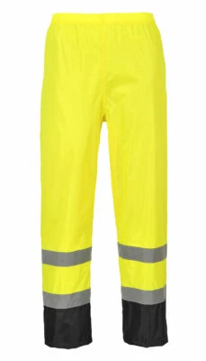 Portwest H444 Lightweight HiVis Reflective Classic Contrast Work Rain Pants ANSI - Image 1 of 2