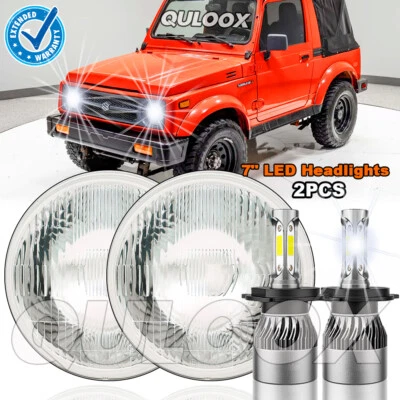 For 1986-1995 Suzuki Samurai SJ410 Pair 7Inch LED Round Headlight HI Lo Beam DRL - Image 1 of 4
