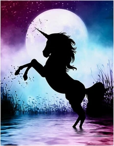 5D DIY Diamond Painting EINHORN MOND SILHOUETTE Super Size Kit 50X40cm PREMIUM!! - Bild 1 von 9