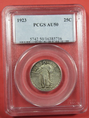 1923 25c PCGS AU50. Fresh and original Standing Liberty Quarter.  (323157) Cover