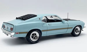 1969 FORD MUSTANG MACH-1 R CODE 428 COBRA JET AZTEC AQUA 1:18 SCALE BY ACME - Picture 1 of 5