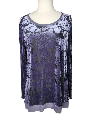 Блузка женская Simply Vera Velvet Burnout размер XL капризная фея фиолетовая эластичная - Изображение 1 из 4