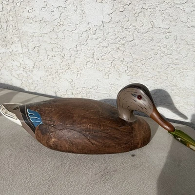 Ethan Allen 15" Mallard Hen Drake Decor Signed Glass Eye Decoy 1985 - Image 1 of 4