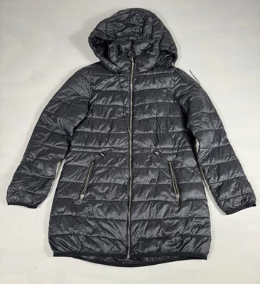 Chaqueta Zara Trf Outerwear Acolchada Larga con Cremallera Negra Mujer’s Pequeña Foto 1 de 4