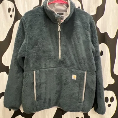 Carhartt Fleece Women's Jacket Small Loose Fit Green Quarter Zip Soft - Image 1 of 4