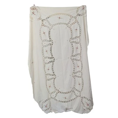 De Colección Mantel Hecho a Mano + 8 Servilletas Punta de Aguja Rosas Cottagecore Foto 1 de 4