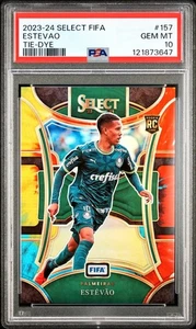 2023-24 Panini Select FIFA Estevao /30 Tie Dye Prizm Mezzanine PSA 10 Rookie RC - Picture 1 of 3