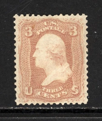 SCOTT 65 1861 3 ЦЕНТА ВАШИНГТОН ОБЫЧНЫЙ ВЫПУСК MH OG VF CAT $125! - Изображение 1 из 2