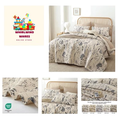 Edredón King Size Beige Edredón Cama Edredón Boho con Patrón Floral Microfi... Foto 1 de 4