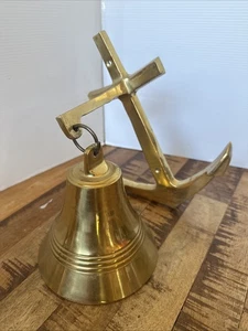 Cordino in corda di cuoio campana nave ancoraggio ottone nautico - Foto 1 di 4
