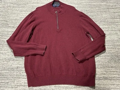 Vineyard Vines 1/4 Zip Men Extra Large Burgundy Cashmere Sweater Mock Sweatshirt - Image 1 of 4