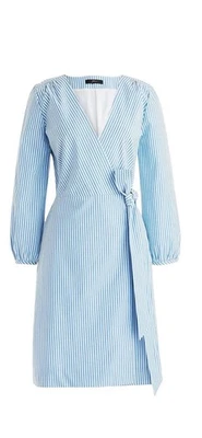 J. Crew надежном платье размер 2 синий и белый в полоску хлопок поплин с подкладкой минималистский - Изображение 1 из 4