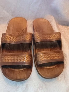 Imperial Sandals Size 7 Brown Hawaii Synthetic Casual Slip On Pool Beach Light - Picture 1 of 7
