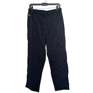 NWT Lacoste Cotton Sleepwear Pants Sz M Blue Gator Print - Picture 1 of 8