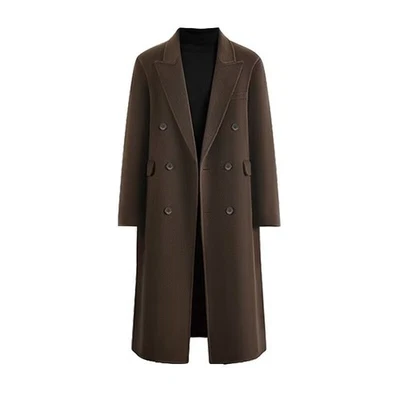 Woolen Autumn and Winter Thickened Warm, Loose Black, Coat, Knee Trench Coat - Image 1 of 4
