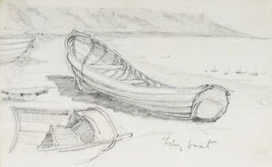 E. LEE (19.Jhd), Boote am Ufer bei Filey, um 1870, Bleistift Romantik Seefahrt - Picture 1 of 5