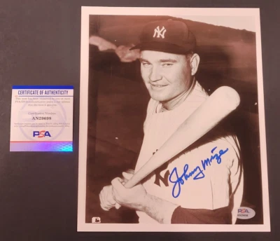 JOHNNY MIZE Signed 8x10 Photo-HALL OF FAME-NEW YORK YANKEES-PSA - Image 1 of 4
