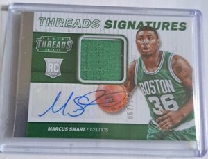 2014-15 Panini Threads Signatures Marcus Smart Rookie RC No. 8 #ed 062/149 