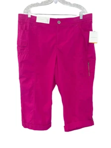 NEW Croft & Barrow Women's Sz 18 Natural Fit Capri Below Knee Pants Pink Cotton - Picture 1 of 13