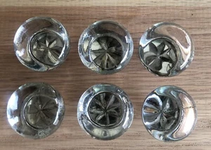 6 Vintage Round Clear Glass Star Pattern Cabinet Knobs Dresser Drawer Pulls - Picture 1 of 7