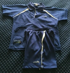 Boys Umbro combo collared shirt (Large) and shorts (Medium) blue & white accent - Picture 1 of 12