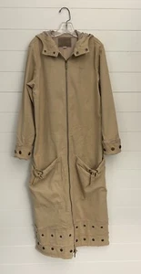 True Religion Women's Snap Detail Stretch Hood Trench Coat Jacket in Honey Taupe - Picture 1 of 5