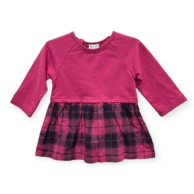 Splendid Pretty in Plaid Long Sleeve Dress Size 18-24 Months Pink - Image 1 of 4