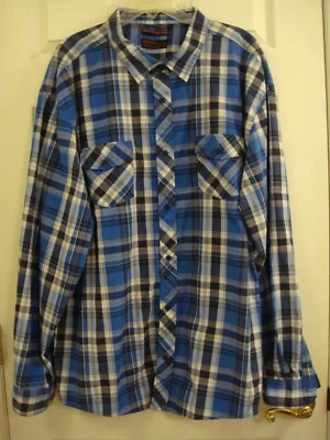 Camisa de hombre Revolution manga larga azul/negro a cuadros algodón/poliéster talla 3xL Foto 1 de 4