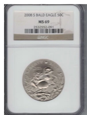 2008 S BALD EAGLE 50C NGC GRADED BY NGC MS69 CLAD - Image 1 of 2