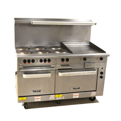 Vulcan EV60SS 60  Commercial Electric Range 6 French Plates 24  Griddle 2 Ovens • 9,999.99$
