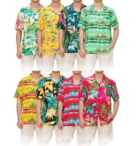 Men's Premium Quality Tropical Short Sleeve 100% Rayon Soft Hawaiian Shirts - Picture 1 of 41