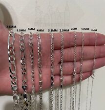 Italian Solid Sterling Silver Figaro Link Chain Necklace 925 Silver Chain UNISEX