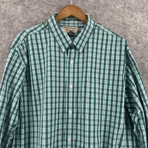 Duluth Trading Shirt Men's XLT WrinkleFighter Button Down Casual Green Plaid - Picture 1 of 13