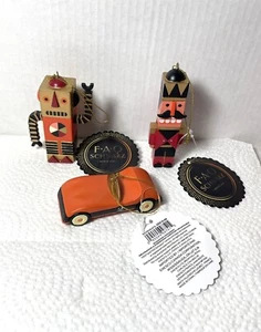 Lot Of 3 - Fao Schwarz Handcrafted Christmas Ornaments Holiday NWT - Picture 1 of 11
