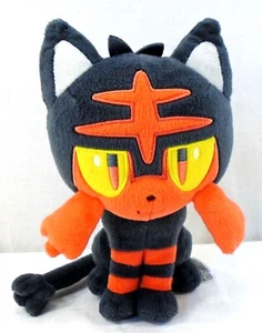 Pokemon Litten Tomy Factory Sun and Moon Gray Stuffed Animal Plush Cat 2017 8" - Picture 1 of 7