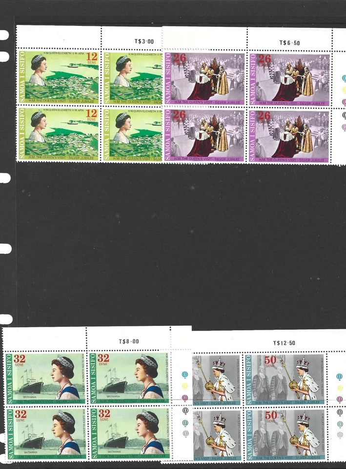 Samoa 1977 Jubileo de Plata Juego de 4 en Bloques de 4 MNH Foto 1 de 1