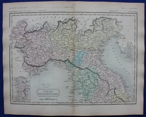 NORTH ITALY, SARDINIA, original antique atlas map, Samuel Butler, 1860 - Picture 1 of 2