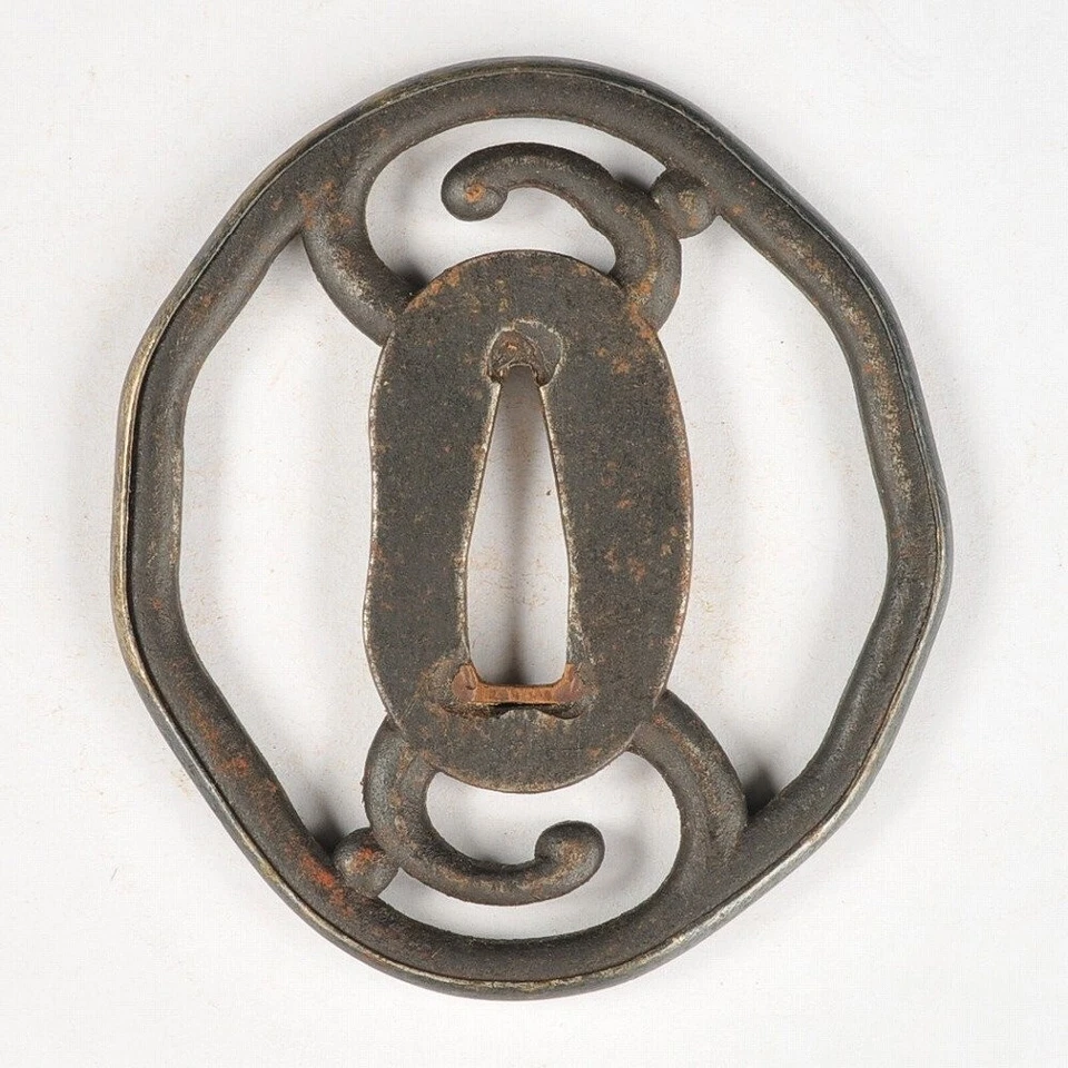 Japanese Antique Wave Design OpenWork  Iron Tsuba Sword katana Guard fromJapan - Image 1 of 4