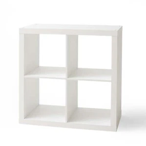 Vinyl Record Album Storage Cabinet 4-Cube Book Case Shelf Rack Organizer, White - Picture 1 of 9