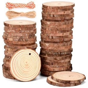 Wood Circles 50 Pcs 2.4-2.8 Inches Wooden Discs Wood Circles for Crafts Unfin - Picture 1 of 8