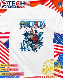 MLB Los Angeles Dodger One Pi*ece Night Monkey D Luffy T-shirt Size S-5XL - Picture 1 of 3