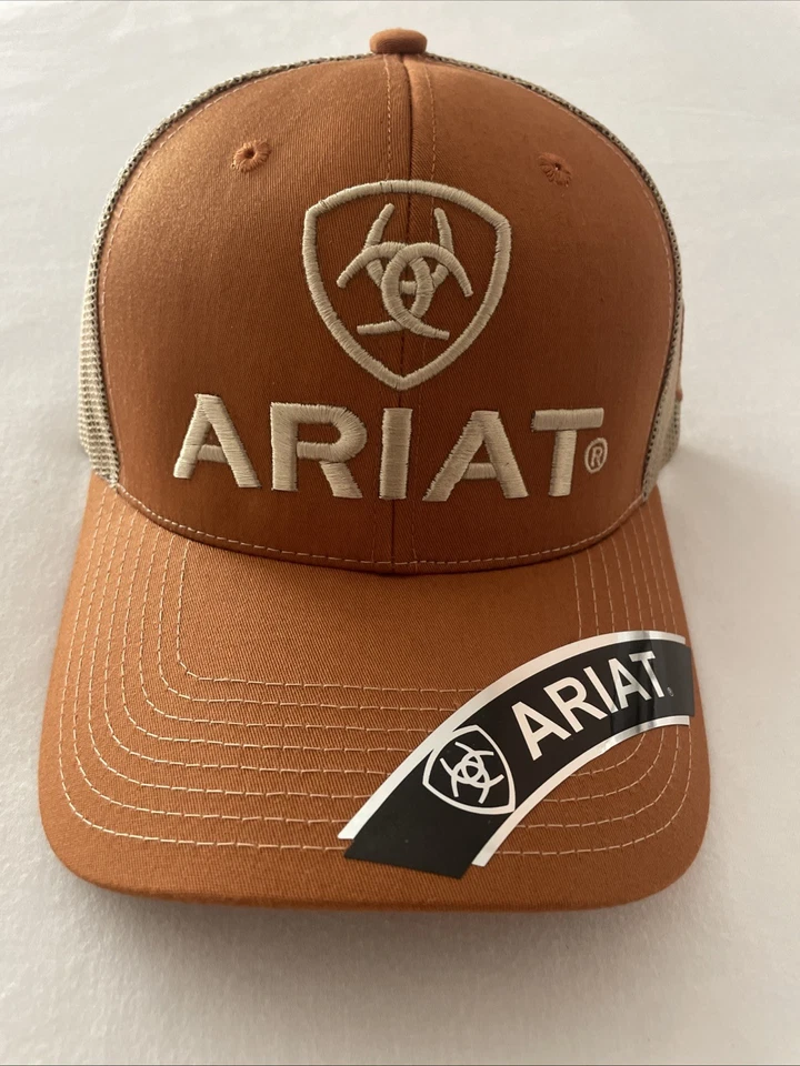 Chapéu boné ajustável masculino Ariat logotipo escudo malha traseira - Imagem 1 de 4