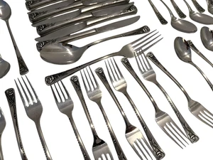 Vintage Noritake ROSETTA 18/8 Stainless Steel Japan 48 Piece Flatware Set Lot - Picture 1 of 12