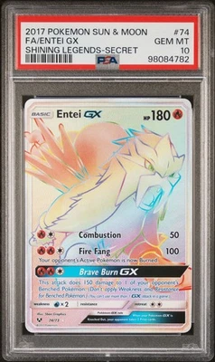 Pokemon Sun & Moon Shining Legends #74 Entei GX Full Art Secret PSA 10 GM (2017) - Image 1 of 2
