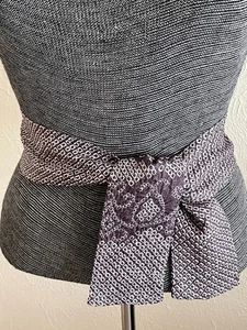 Hand Made Vintage Japanese OBI Silk Sash Belt Shibori 42"L x 3"W/ Light purple - Picture 1 of 3
