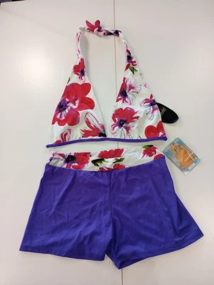 Corbatas para mujer Ujena 2 piezas púrpura blanco floral espalda y cuello nuevas con etiquetas grandes Foto 1 de 4