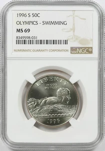1996-S 50c Olympics Swimming Commemorative Half Dollar NGC MS69 - Picture 1 of 4