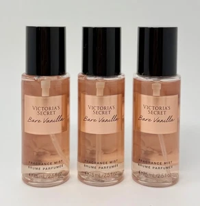 3 VICTORIA'S SECRET BARE VANILLA  FRAGRANCE MIST BODY SPRAY TRAVEL SIZE 2.5 OZ - Picture 1 of 6