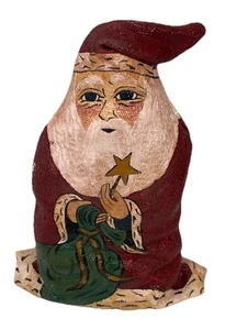 L. Peric 2007 Navidad Vintage Pintado a Mano Lienzo Hecho a Mano ÚNICO Arte Popular Santa - Imagen 1 de 4