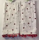 Set Of 2 - Spring Shop Lady Bug And Daisy Flower Tea Towels w/ Dingle Berries